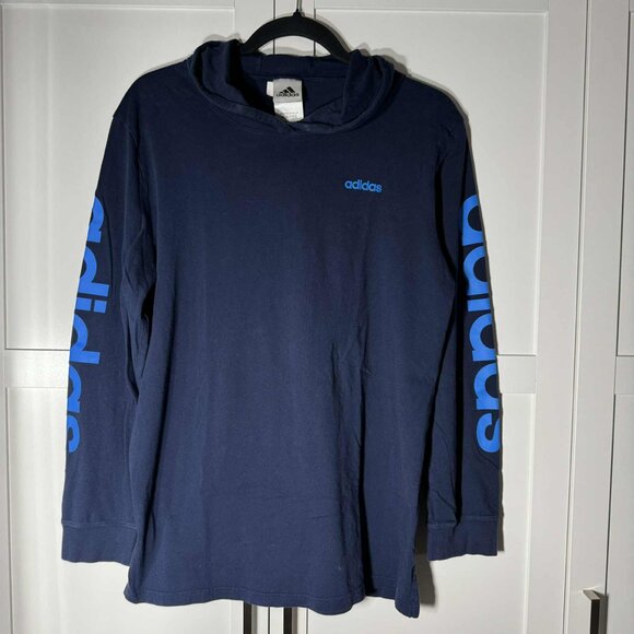 Adidas Men Sweater Hoodie Light Pull over Dark Blue XL - Picture 1 of 7